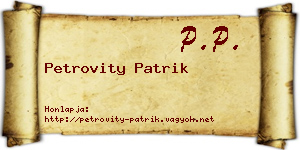 Petrovity Patrik névjegykártya